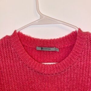 T by Alexander Wang Pink Ribbed Mohair Blend Sweater